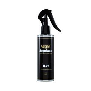 Transparent bottle containing a titanium spray sealant called TI-22 by Angelwax.