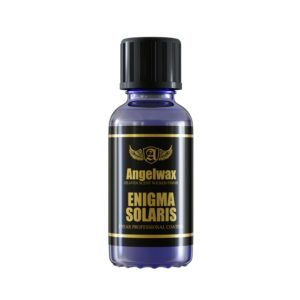 Small glass bottle containing Enigma Solaris professional coating by Angelwax.