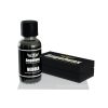 Small glass bottle containing Nebula graphene ceramic glass coating by Angelwax with black applicator and suede cloth.