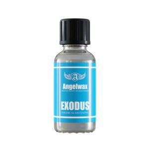 Small glass bottle containing Exodus ceramic glass coating by Angelwax.