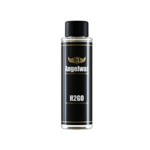 Transparent bottle containing H2GO, a rain repellent by Angelwax.