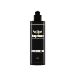 Plastic black bottle containing Resurrection Heavy Cut Compound by Angelwax.