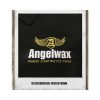 Close up of the embroidered Angelwax logo that is on the polo shirt.