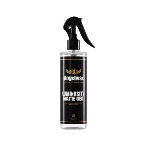 Transparent bottle containing Luminosity Matte Edition Quick Exterior Detailing Spray by Angelwax.