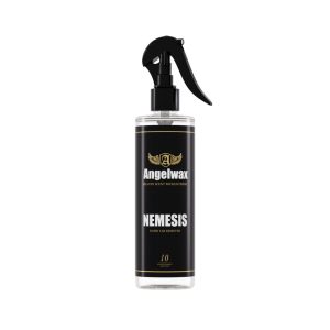 Transparent bottle containing Nemesis Rapid Tar Remover by Angelwax.