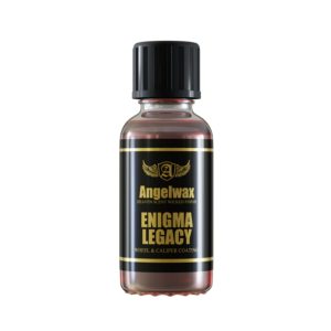 Small glass bottle containing Enigma Legacy titanium ceramic coating for wheel and caliper.