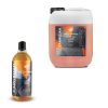 Transparent bottle and jerrycan containing orange coloured liquid called Carnelian Active Foam