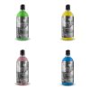 4 transparent bottles containing coloured liquid called Tourmaline Neutral Foam Shampoo