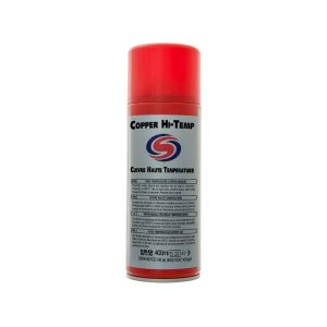 White aerosol spray can with red cap. Contains Copper Hi-Temp by Autosmart.