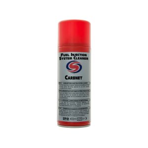 White aerosol spray can with red cap. Contains Fuel Injection System Cleaner by Autosmart.