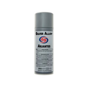 White aerosol spray can with silver cap. Contains Silver Alloy by Autosmart.