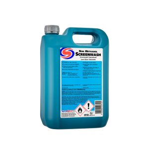 5 litre light blue plastic jerrycan containing Non Methanol Screenwash by AutoSmart.