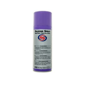 White aerosol spray can with purple cap. Contains Silicone Spray Berry Fruit flavour by Autosmart.