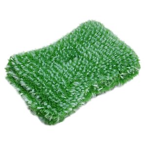 Ergonomically shaped interior scrubbing pad in green and white microfiber material.