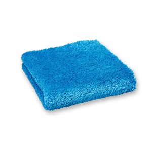 Folded light blue soft microfiber towel