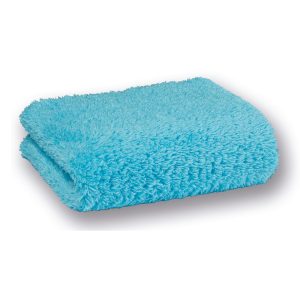 Folded light blue soft microfiber towel