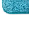 Close up of edge of light blue detailing microfiber buffing towel.