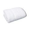 Folded white thick microfiber towel with light grey soft edging