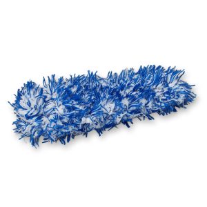 Soft blue and white microfiber cover for wheel brush handle