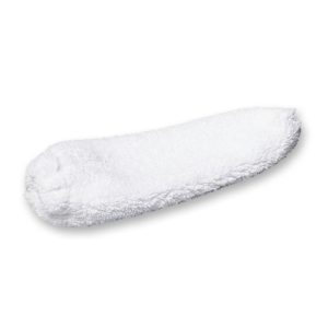 Soft white microfiber cover for wheel brush handle