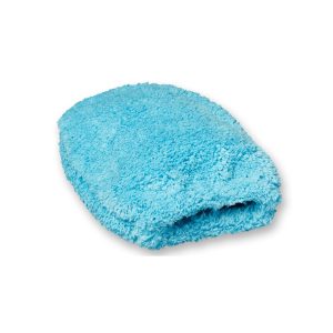 Soft thick light blue microfiber mitt