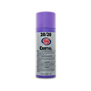 White aerosol spray can with purple cap. Contains 20/20 Cristal by Autosmart.