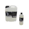 Semi transparent jerrycan and transparent bottle, both containing Acid Wheel Cleaner by Auto Glanz.