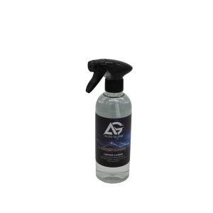 Transparent bottle containing Leather Cleanse Leather Cleaner by Auto Glanz.