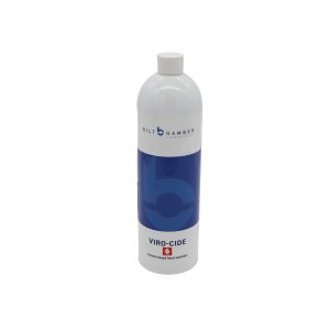 1 litre white plastic bottle with blue and white label containing Viro-Cide by Bilt Hamber.