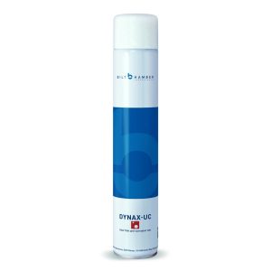 Upright white can with white and blue label containing Dynax-UC by Bilt Hamber.