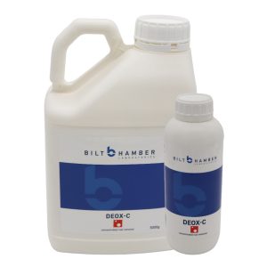 Jerrycan and bottle containing Deox-C by Bilt Hamber.