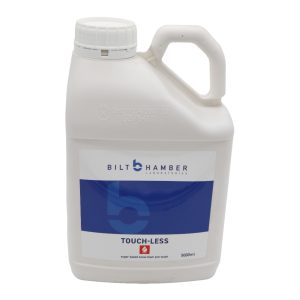 5 litre white jerrycan with blue and white label containing Touch-Less by Bilt Hamber.