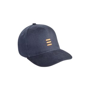 Navy blue baseball cap with Ewocar logo embroidered in orange thread.