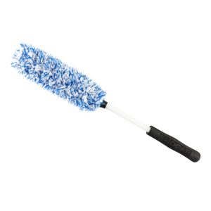 Blue and white microfiber wheel brush