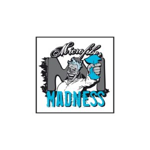 Square shape vinyl sticker featuring the Microfiber Madness logo.