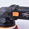 Close up of a corded black dual action polisher.