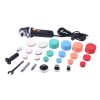 Corded black spot polisher beside some of the accessories and pads that can be used with it.