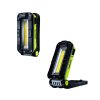 Two compact work lights by Unilite, one open on its bracket stand and the other closed.