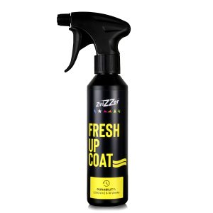 Black plastic bottle with spray trigger containing Fresh Up Coat by Zvizzer.