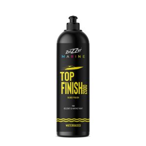 Black plastic bottle with nozzle containing Marine Top Finish 2000 gloss polish by Zvizzer.