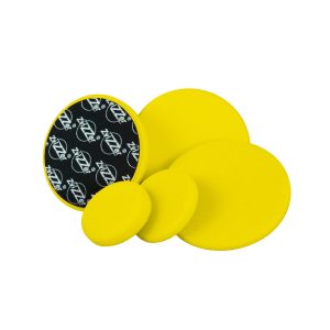 Set of five Zvizzer foam pads in yellow colour and varying sizes.