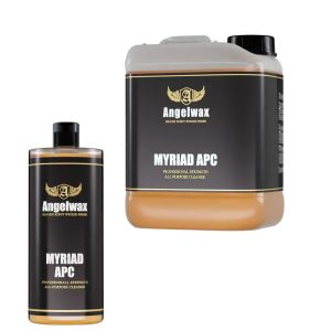 1 litre bottle and 5 litre jerrycan both containing Myriad APC Professional Strength All-Purpose Cleaner by Angelwax.