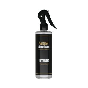 Transparent bottle containing an interior detailer called Interno by Angelwax.