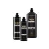 Three plastic black bottles of varying sizes containing Redemption Ultra Fine Finishing Polish by Angelwax.