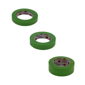 Three rolls of green masking tapes in different thicknesses.