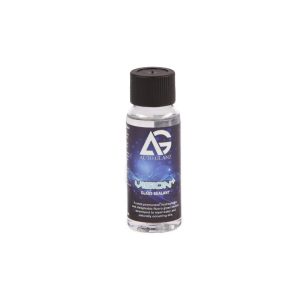 Small transparent bottle with black cap containing Vision Plus Glass Sealant by Auto Glanz