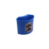 Blue plastic bucket attachment facing sideways, with the Detailing Outlaws logo on it.