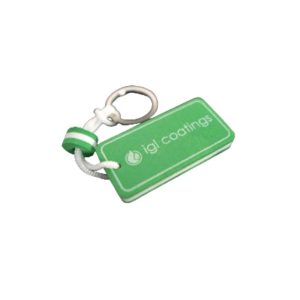 Green foam rectangular keychain with the IGL logo.