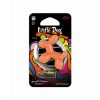 Packaged dog-shaped plastic air freshener for car vent in orange colour and with Fruit scent.