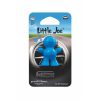 Packaged doll-shaped plastic air freshener for car vent in light blue colour.